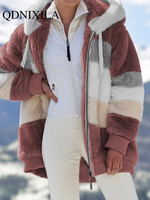 Płaszcz zimowy dla kobiet Oversize długi miś płaszcz ciepły pogrubienie polar sztuczne futra kurtka zimowa kobiety z długim rękawem Top 1